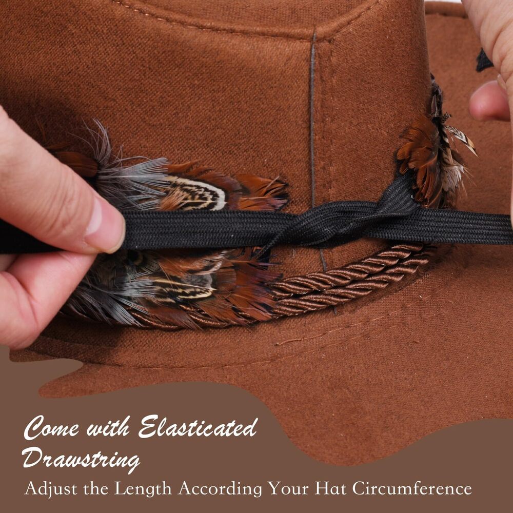 1317 Feather Hat Band For Men Women - 100% Natural Feather Cowboy Western Hat - Picture 3 of 7